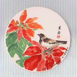 環保耐熱吸水杯墊-耶紅麻雀