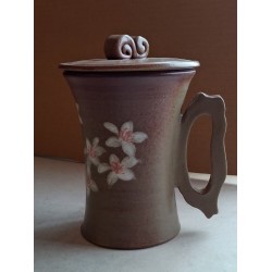 彩岩陶杯-桐花(淺咖)