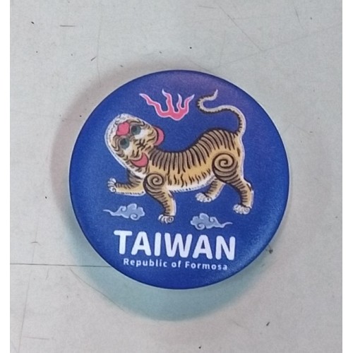 別針/ 藍地黃虎