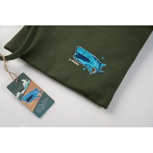 輕便帆布側背包/ MYTH神話‧神畫系列--海洋藻茵綠.大魚左剛