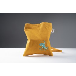 輕便帆布側背包/ MYTH神話‧神畫系列--豐收小米黃.兩腳魚