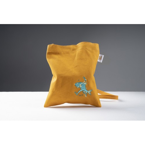 輕便帆布側背包/ MYTH神話‧神畫系列--豐收小米黃.兩腳魚